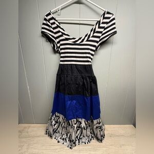 Kimchi Blue Black and Blue Striped Midi Dress